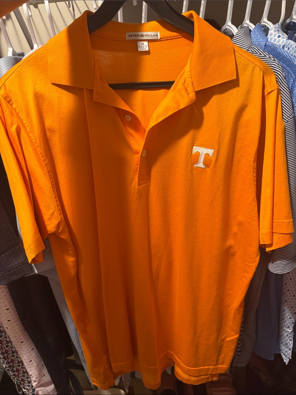 Vintage Peter Millar Orange Polo with White 'T' Patch